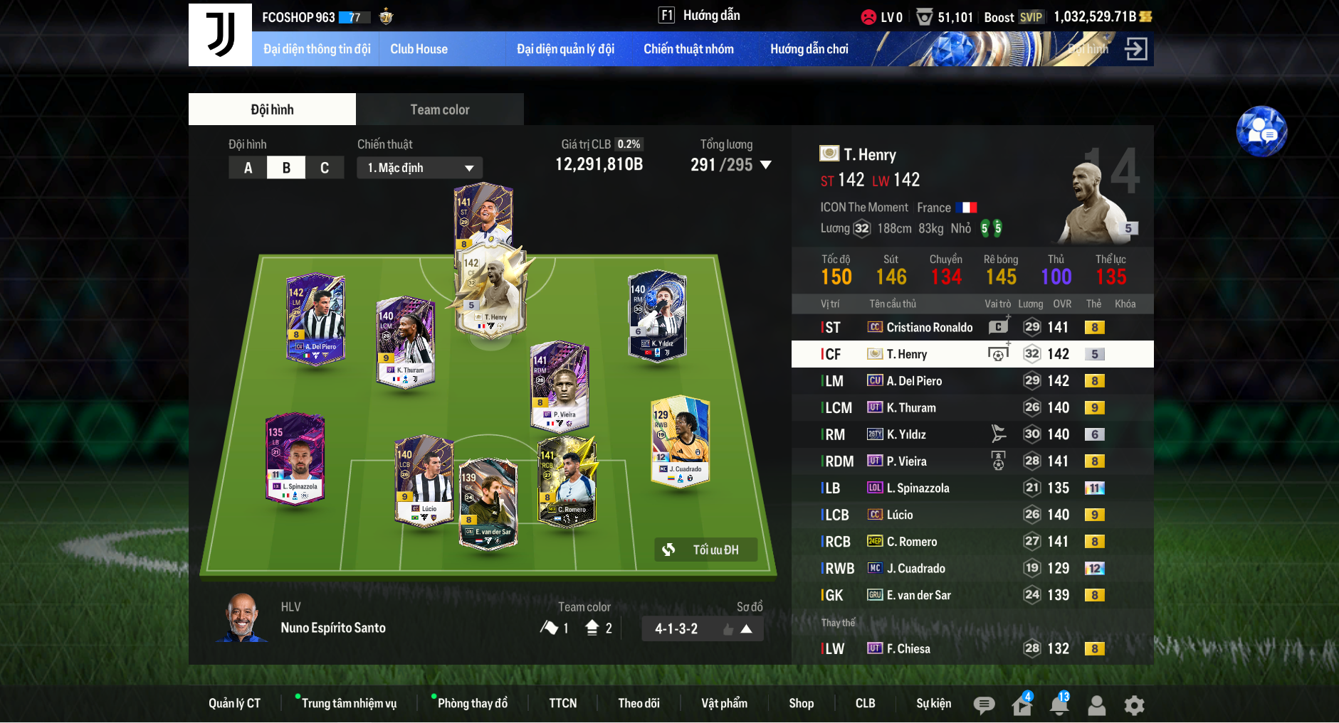 Team Juventus 12tr tỷ dư 1tr tỷ Bp